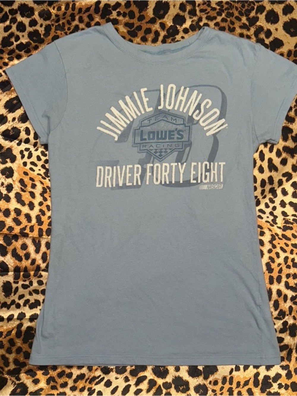 NASCAR Jimmie Johnson No. 48 Lowe’s Racing Women’s Fitted Blue T Shirt